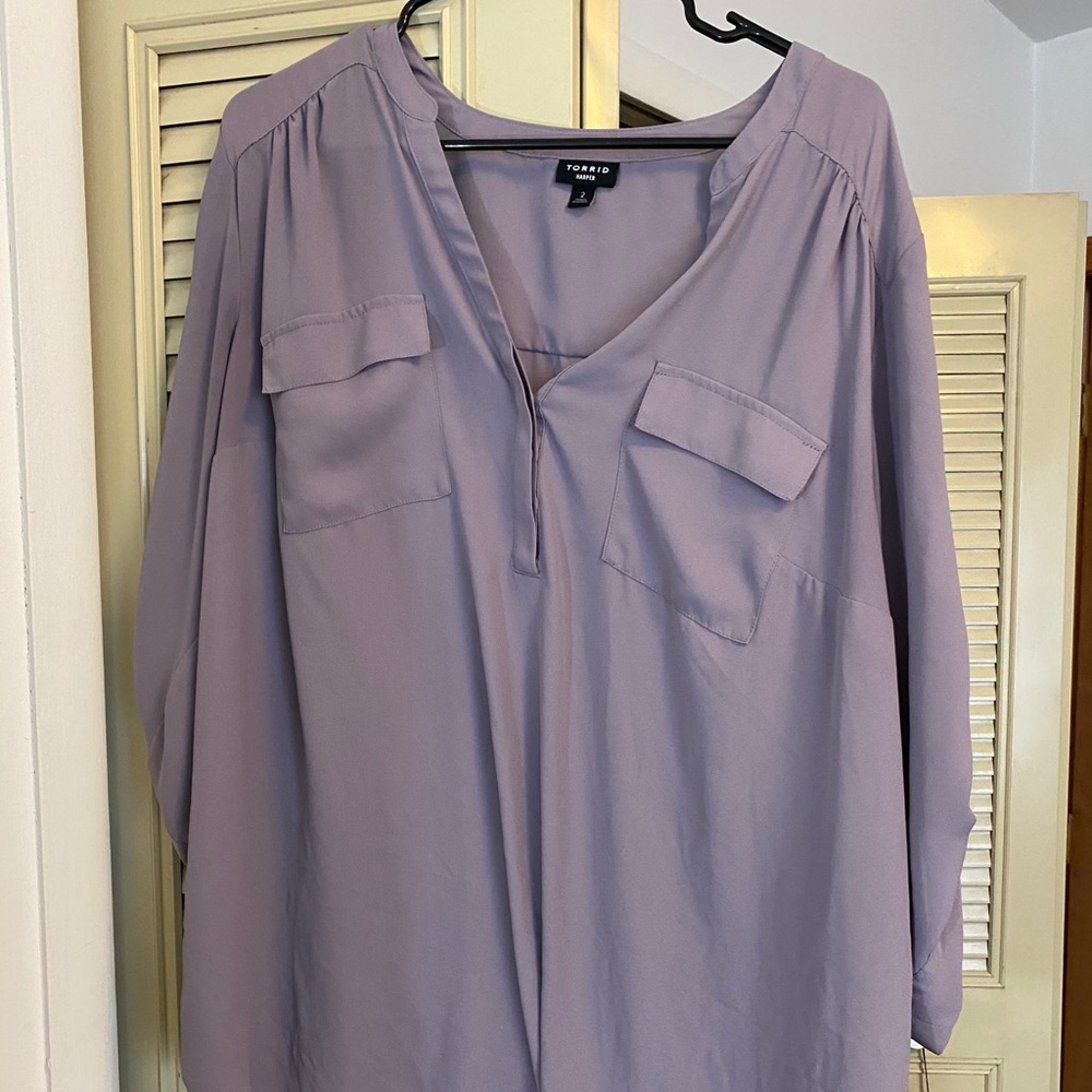 Torrid lilac Harper blouse with pockets